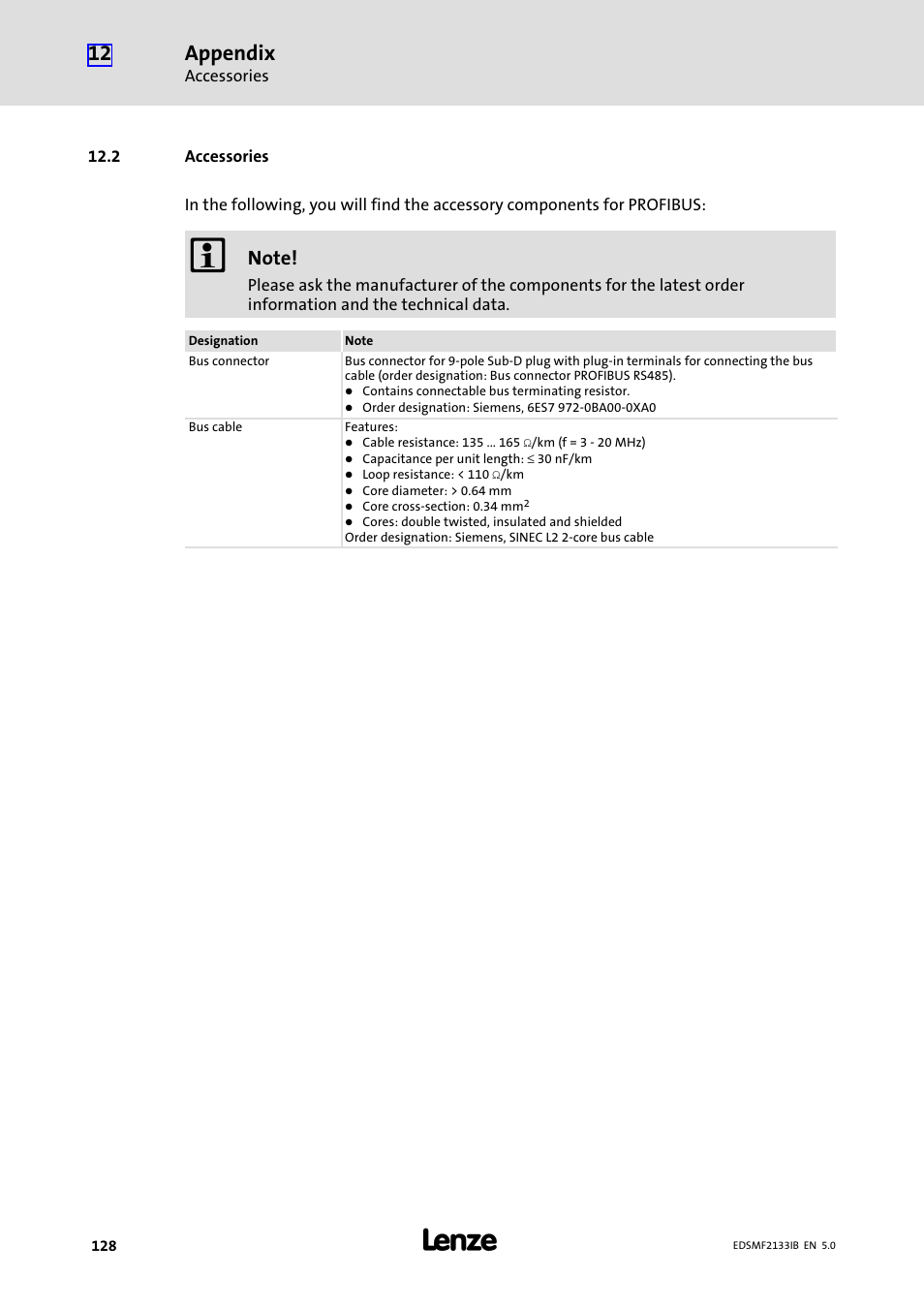 2 accessories, 128)and is activated using a, Appendix | Lenze EMF2133IB User Manual | Page 128 / 134