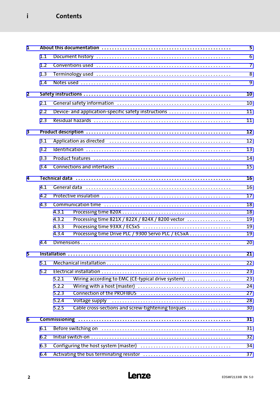 Lenze EMF2133IB User Manual | Page 2 / 134