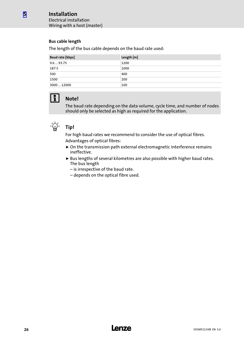 Installation | Lenze EMF2133IB User Manual | Page 26 / 134