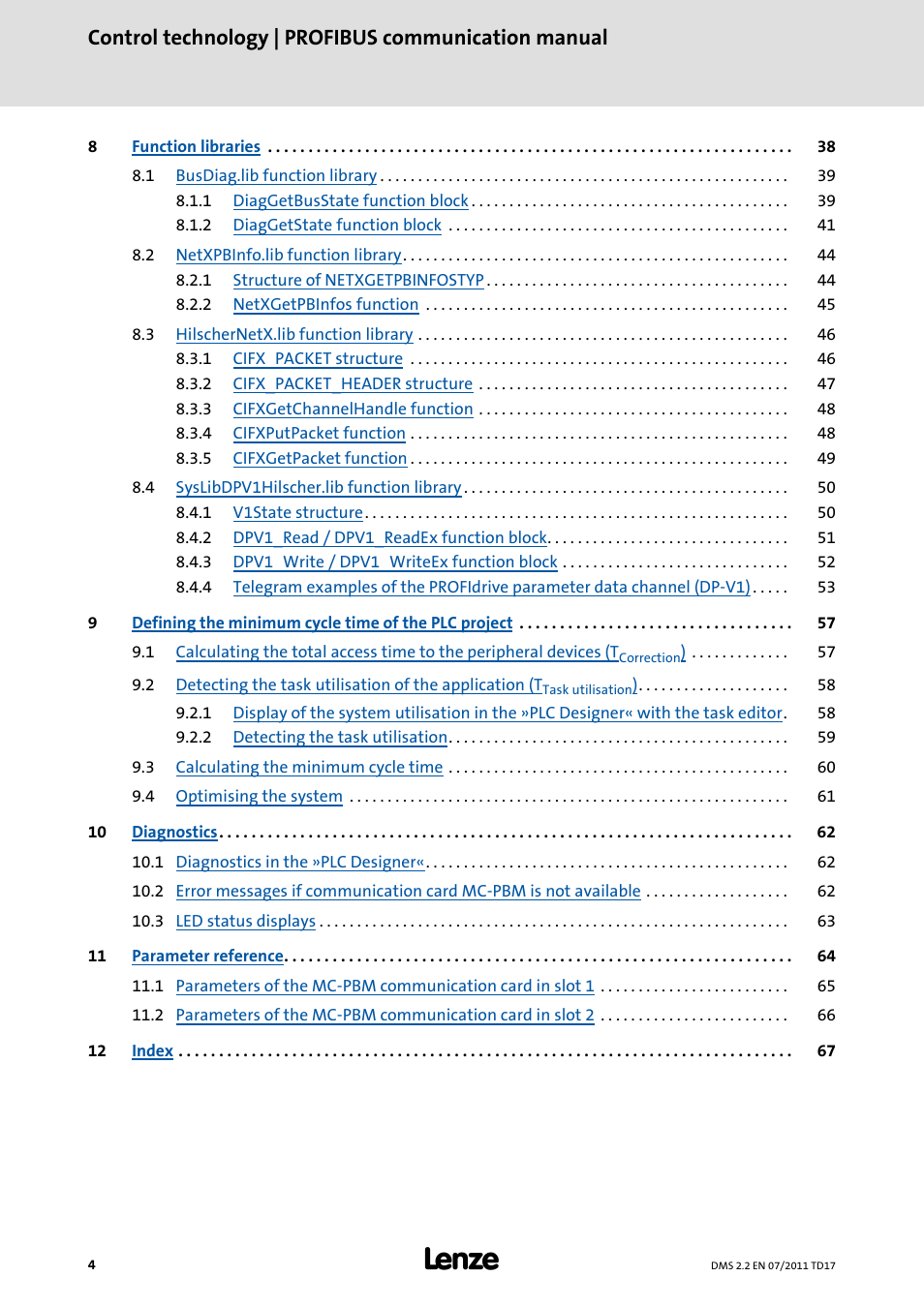Control technology | profibus communication manual | Lenze PROFIBU PC-based Automation User Manual | Page 4 / 69