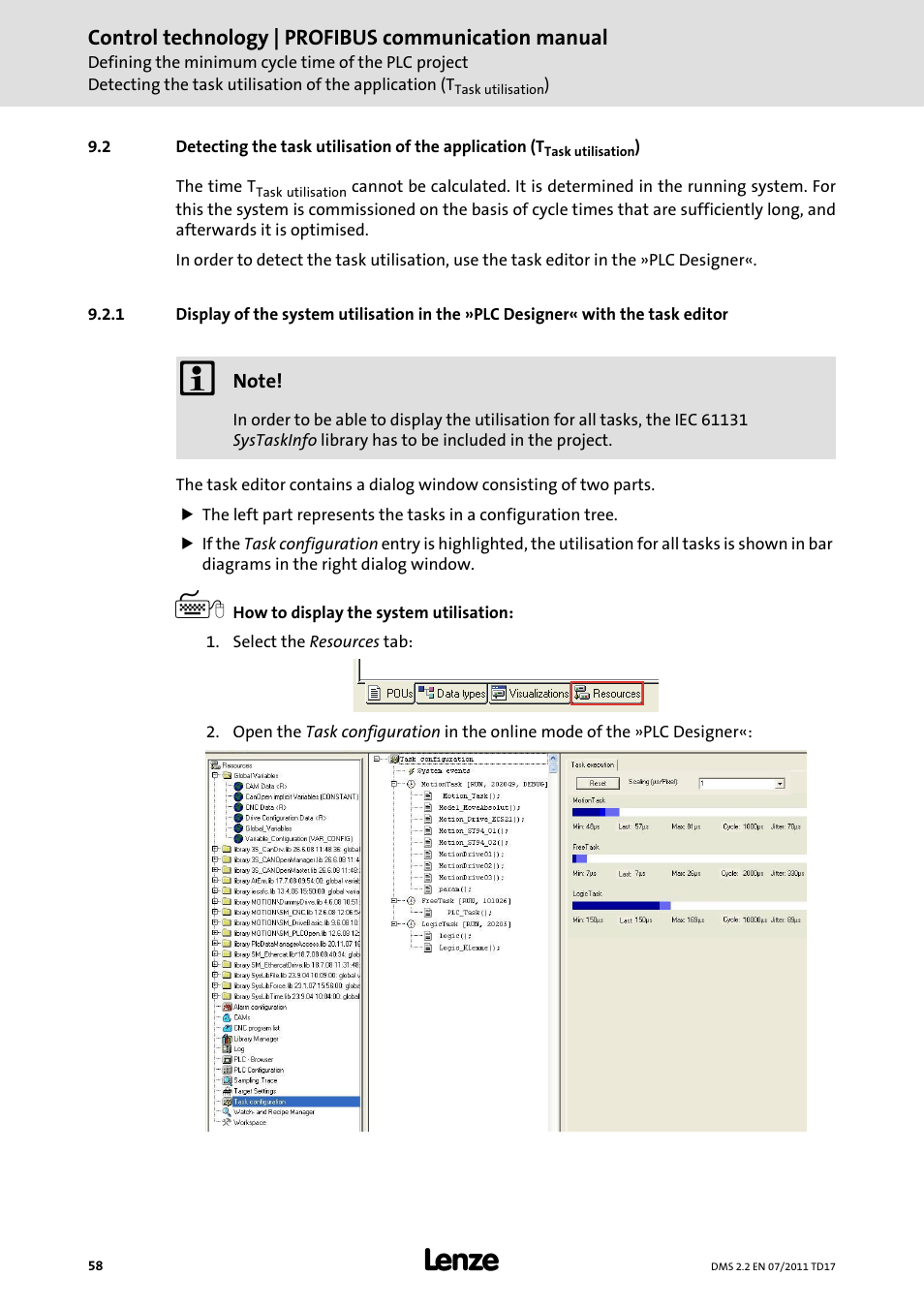 Task utilisation | Lenze PROFIBU PC-based Automation User Manual | Page 58 / 69