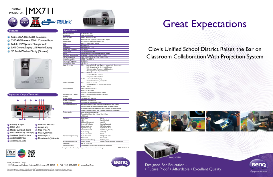 BenQ DIGITAL PROJECTOR MX711 User Manual | 2 pages