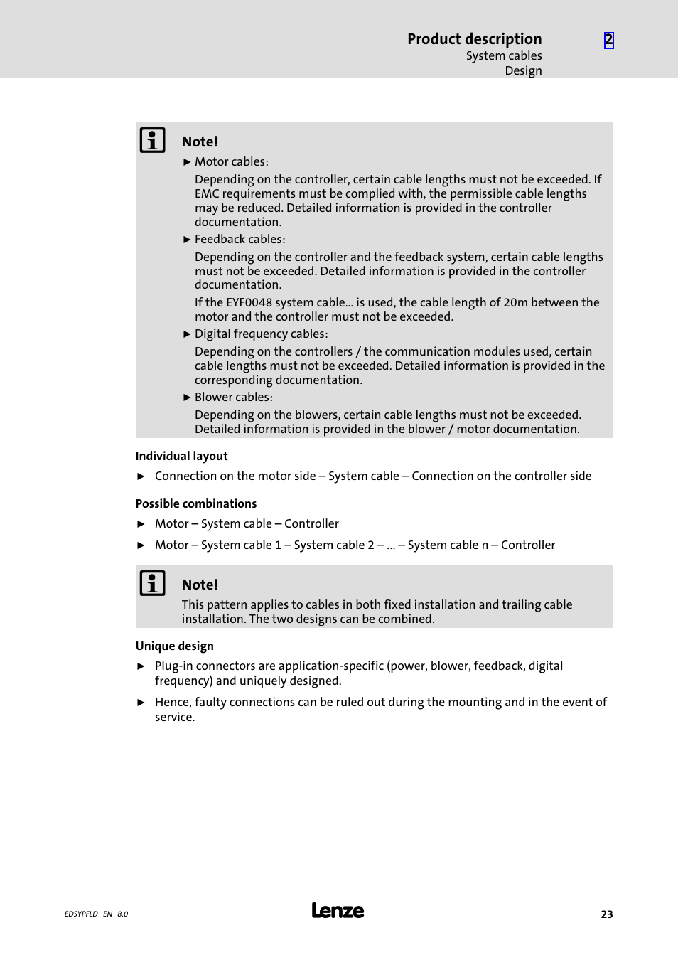 Product description | Lenze EY System cables and system connectors User Manual | Page 23 / 887