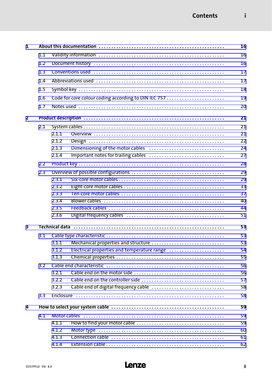 Lenze EY System cables and system connectors User Manual | Page 3 / 887