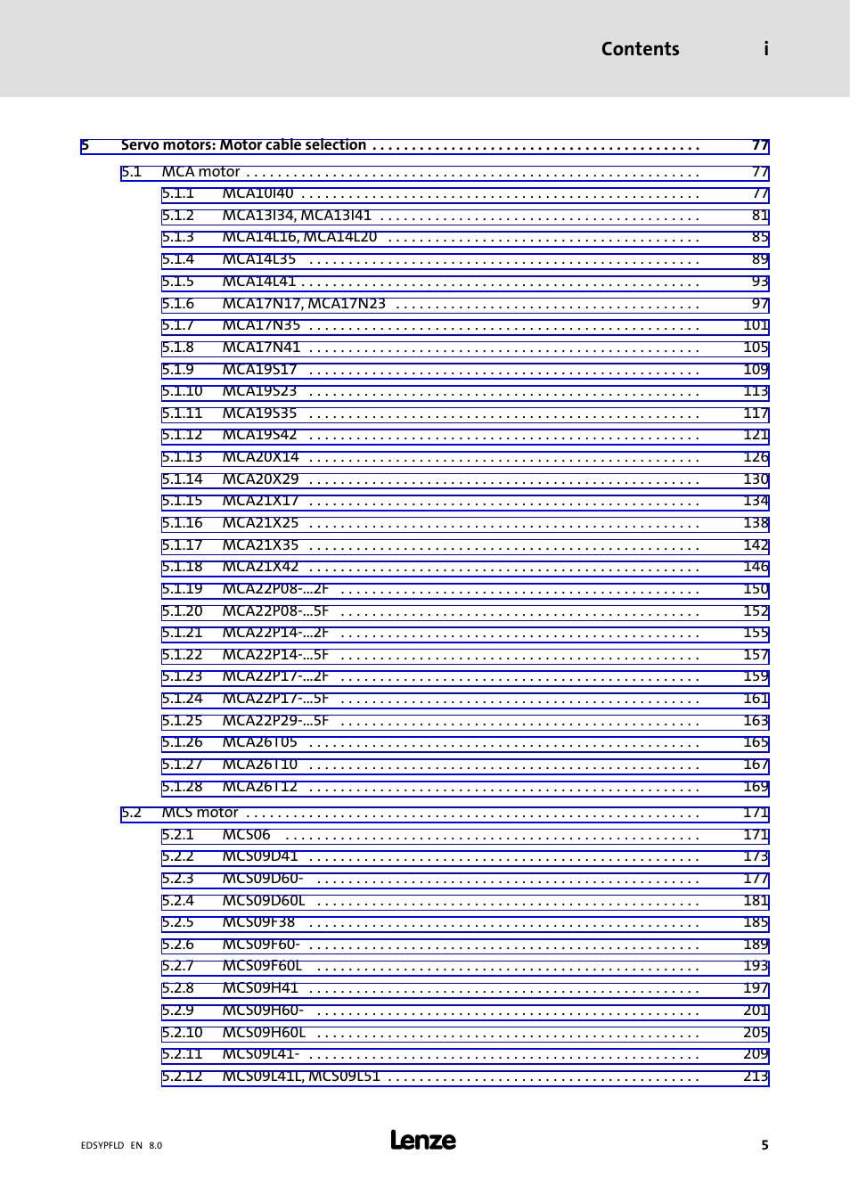 Contents i | Lenze EY System cables and system connectors User Manual | Page 5 / 887