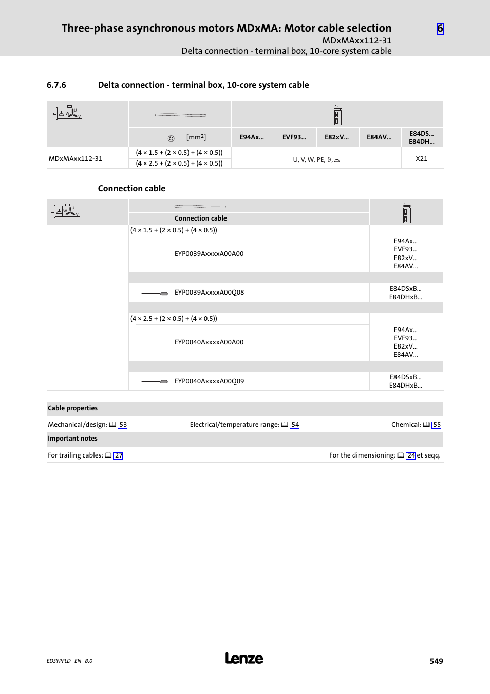 Lenze EY System cables and system connectors User Manual | Page 549 / 887