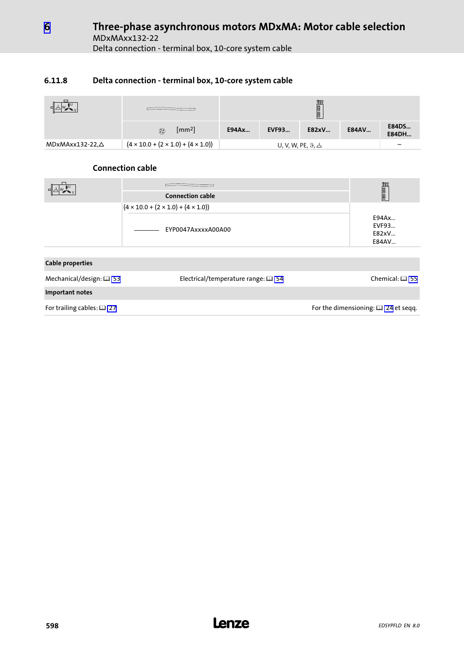 Lenze EY System cables and system connectors User Manual | Page 598 / 887