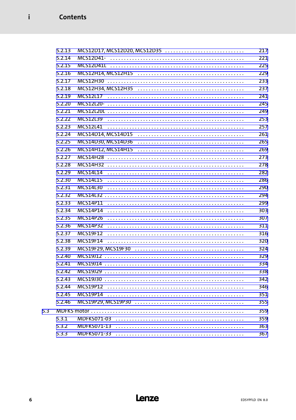 Contents i | Lenze EY System cables and system connectors User Manual | Page 6 / 887