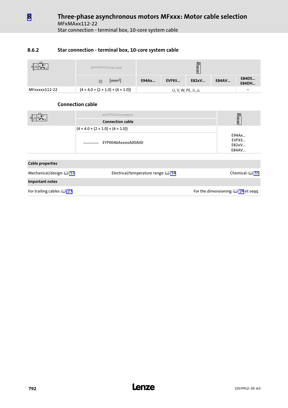 Lenze EY System cables and system connectors User Manual | Page 792 / 887