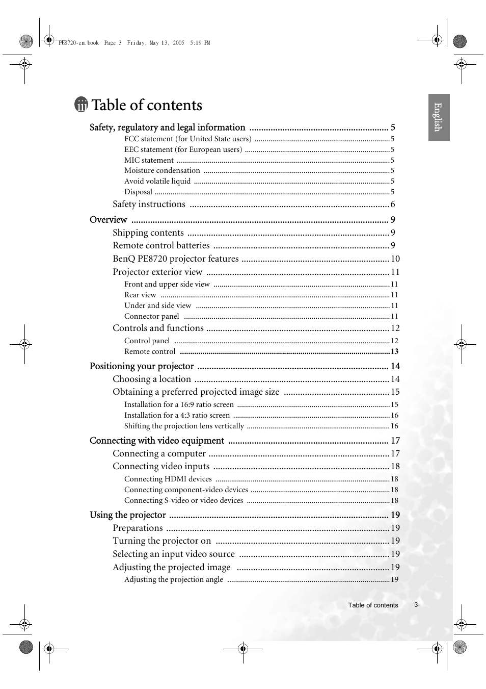 BenQ PE8720 User Manual | Page 3 / 36