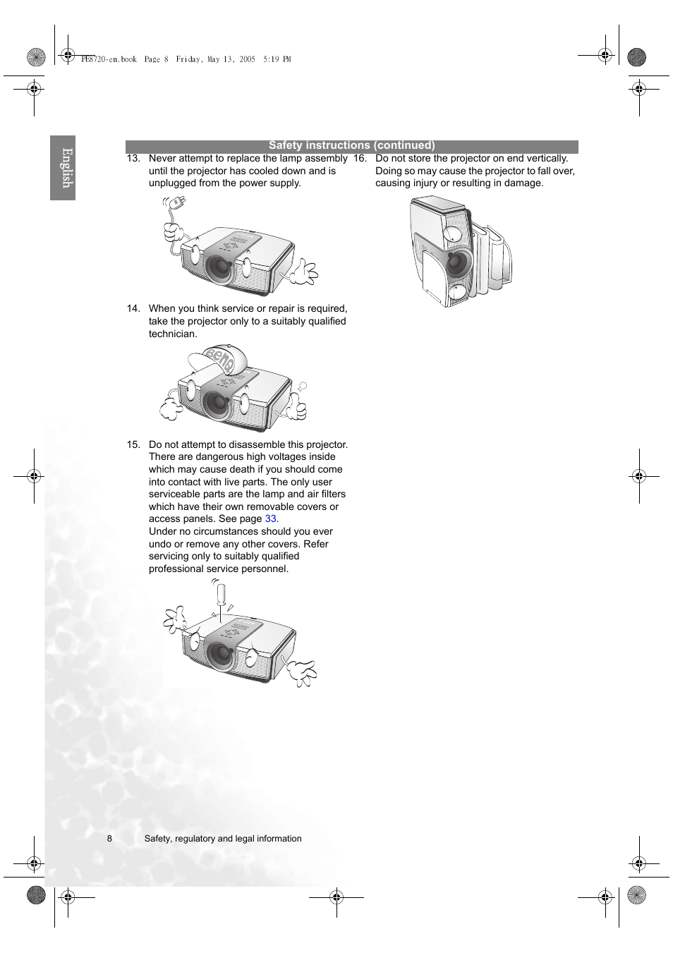Eng lish | BenQ PE8720 User Manual | Page 8 / 36