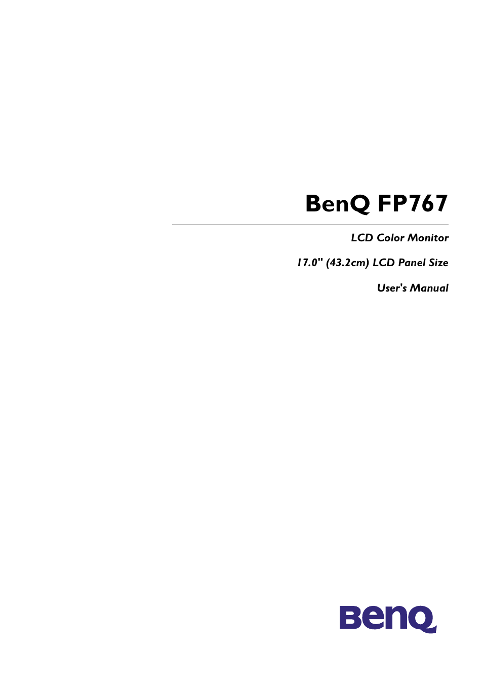 BenQ FP767 User Manual | 47 pages