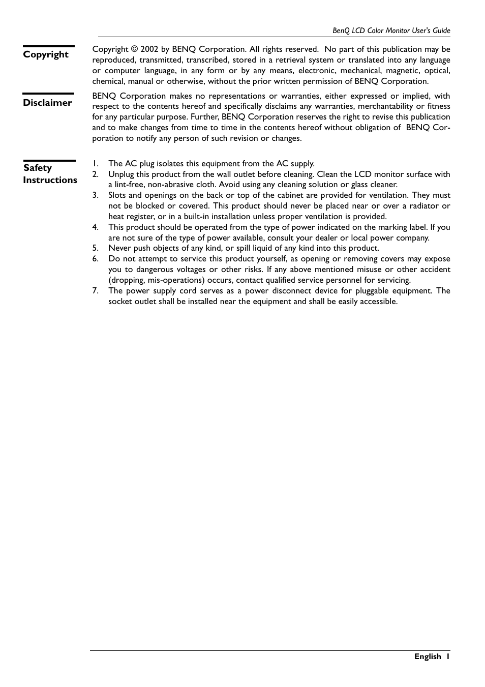 BenQ FP767 User Manual | Page 2 / 47