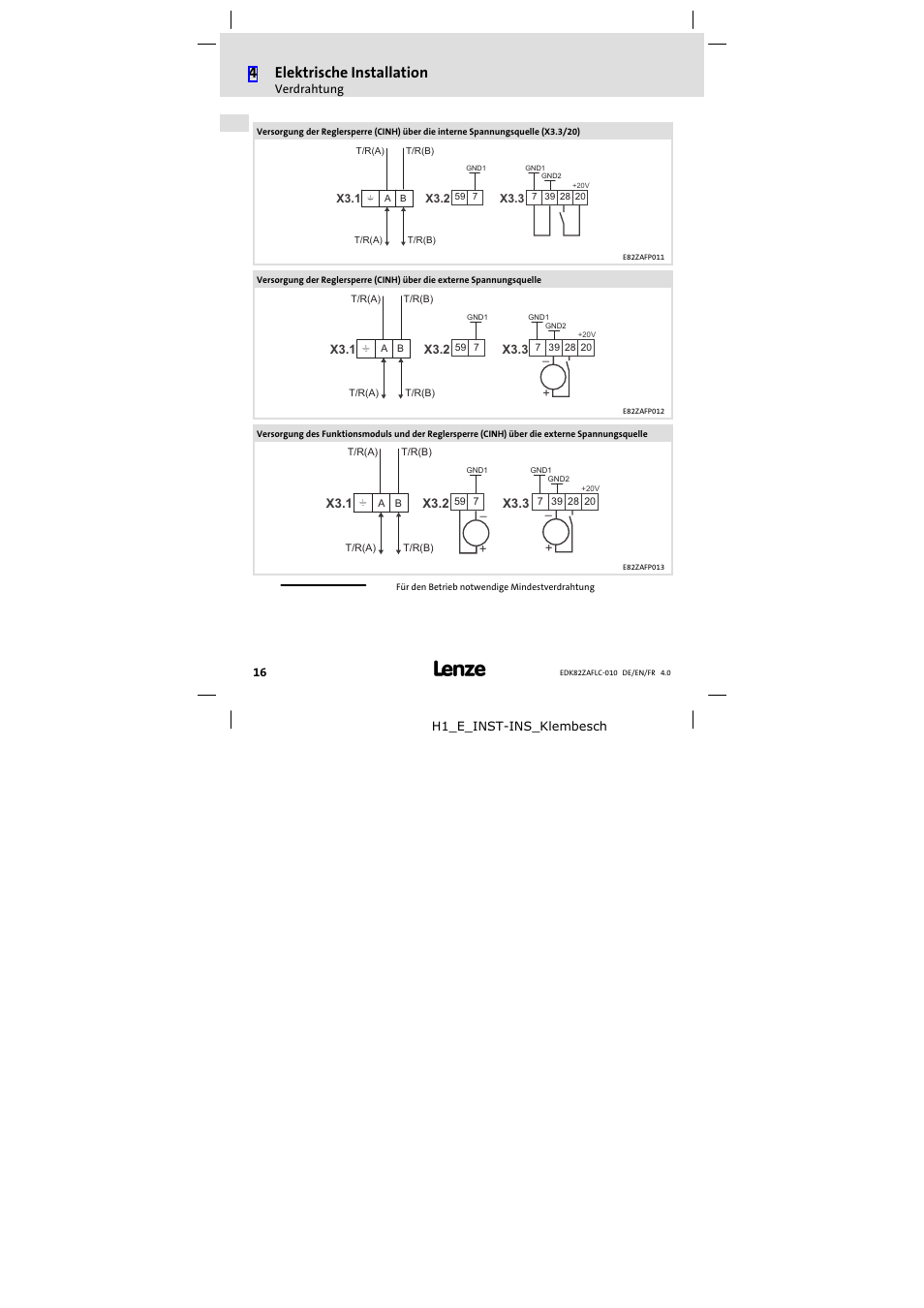 4elektrische installation | Lenze E82ZAFLC010 User Manual | Page 16 / 76