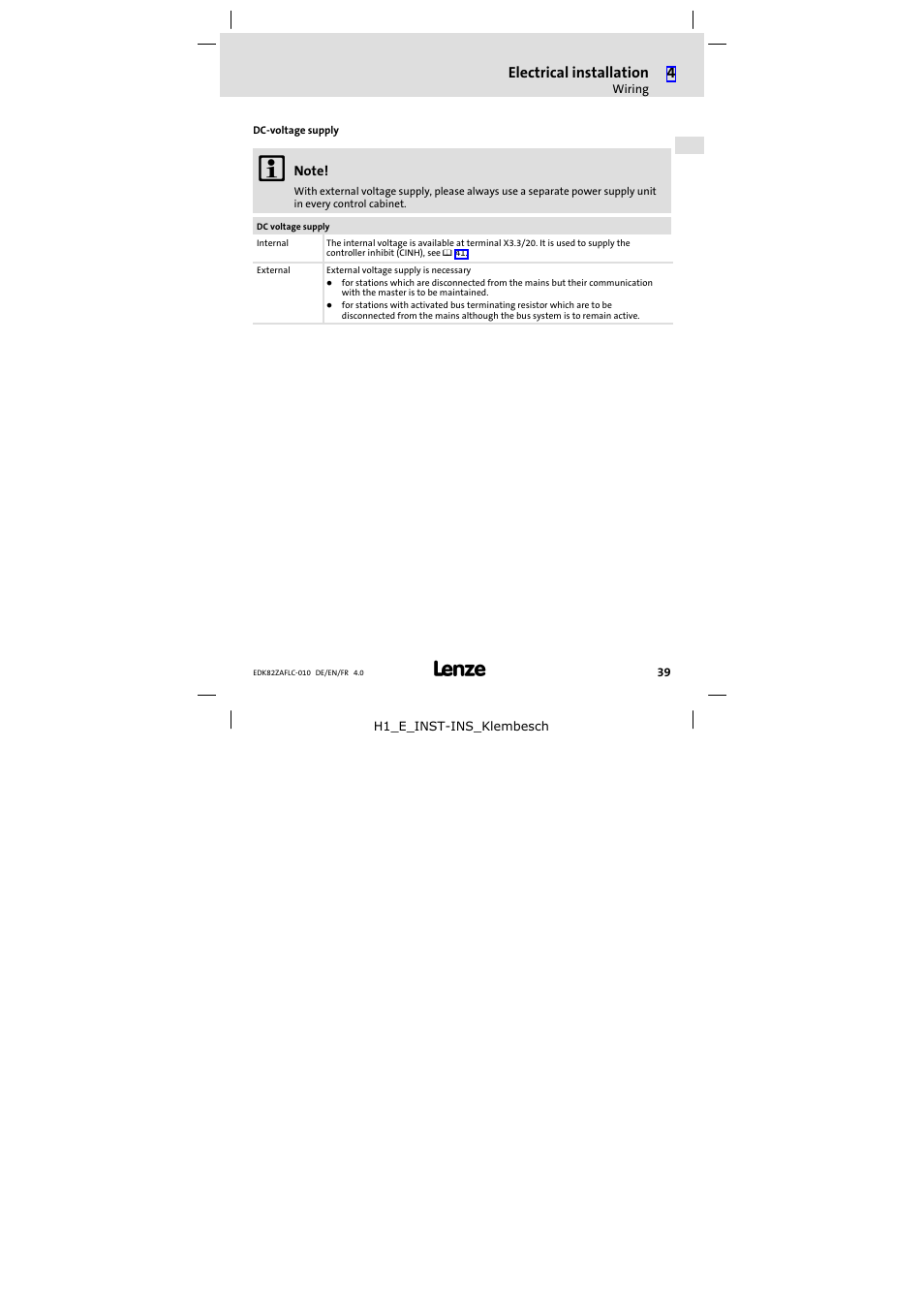 Lenze E82ZAFLC010 User Manual | Page 39 / 76