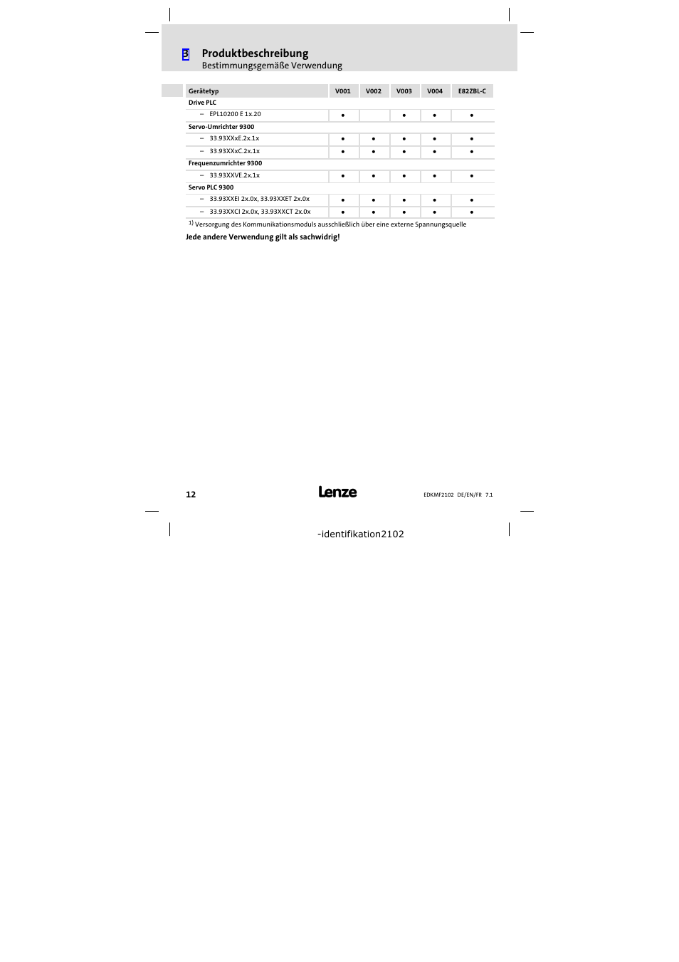 3produktbeschreibung | Lenze E82ZBL-C User Manual | Page 12 / 120
