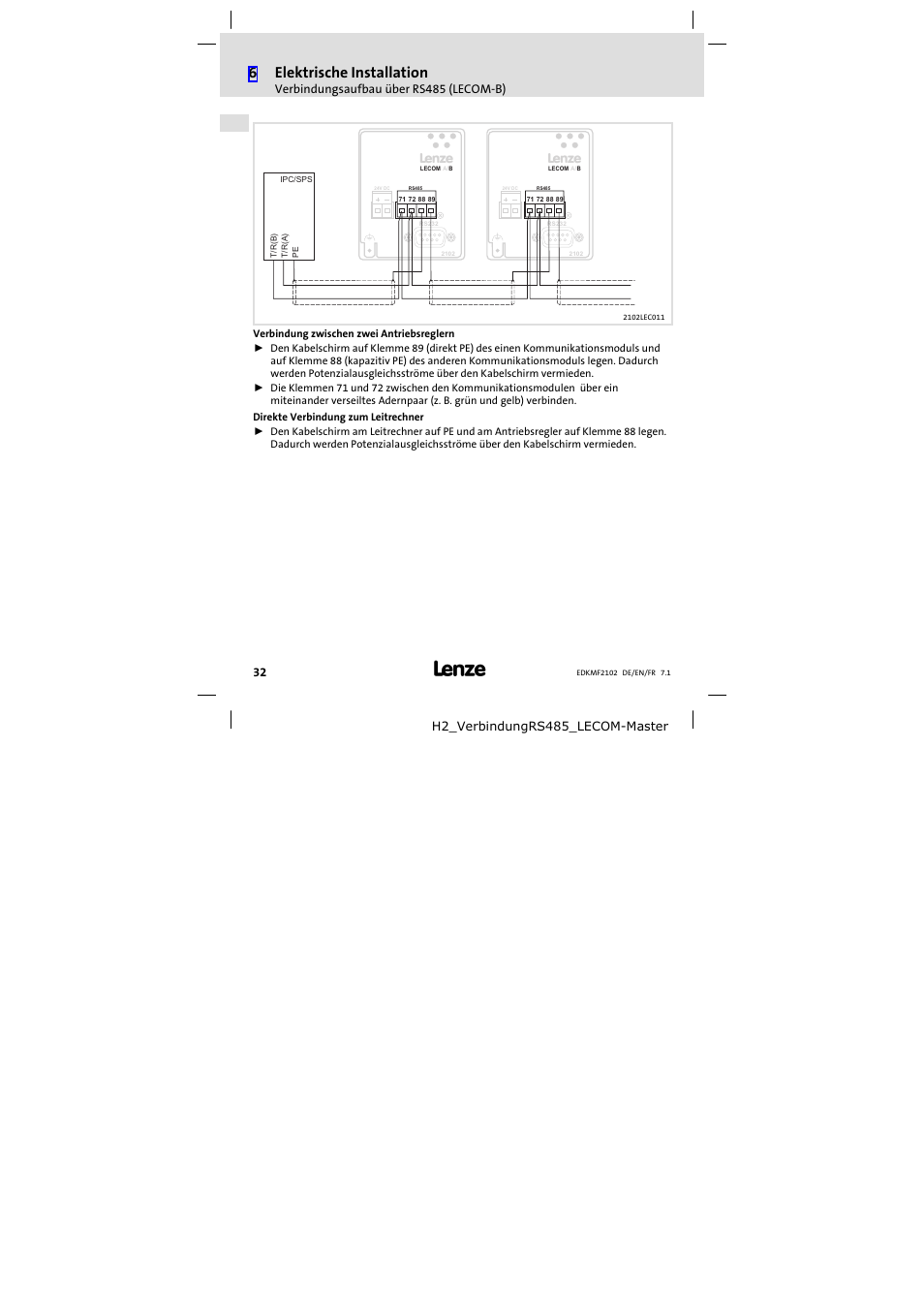 6elektrische installation | Lenze E82ZBL-C User Manual | Page 32 / 120