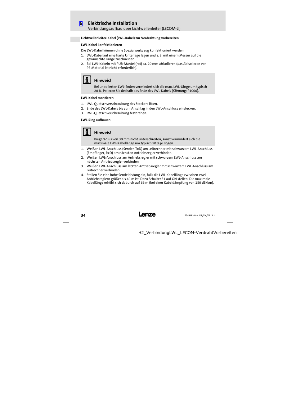 Lenze E82ZBL-C User Manual | Page 34 / 120