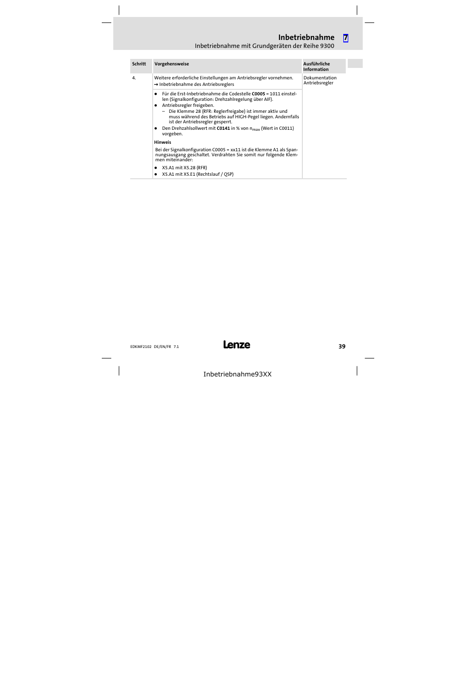 Inbetriebnahme | Lenze E82ZBL-C User Manual | Page 39 / 120