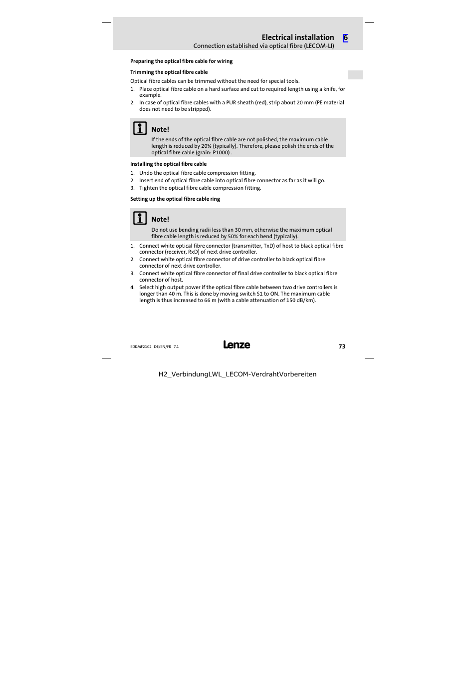 Lenze E82ZBL-C User Manual | Page 73 / 120