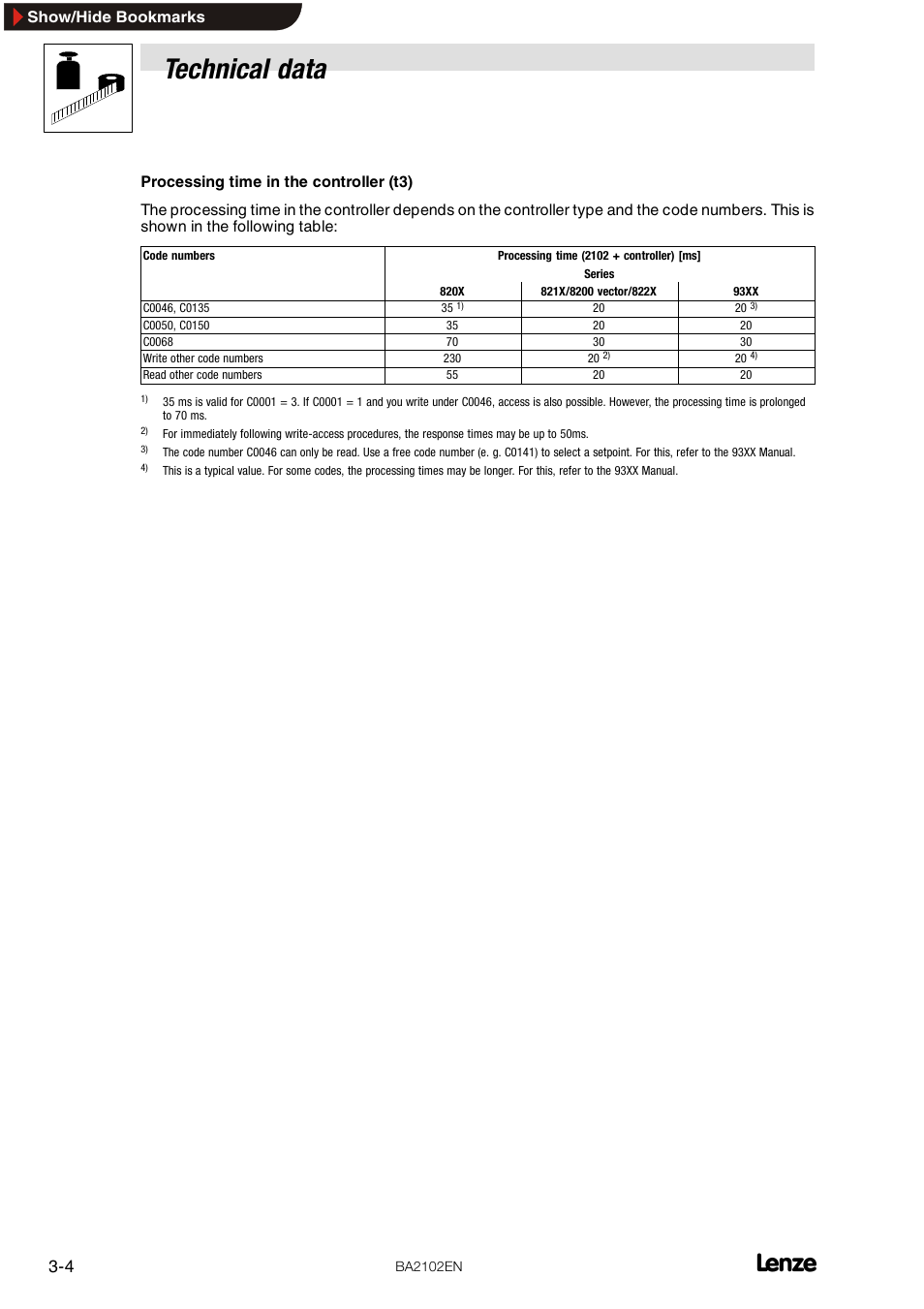 Technical data | Lenze EMF2102IB User Manual | Page 12 / 62