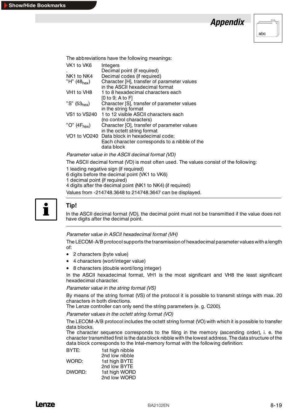 Appendix | Lenze EMF2102IB User Manual | Page 51 / 62