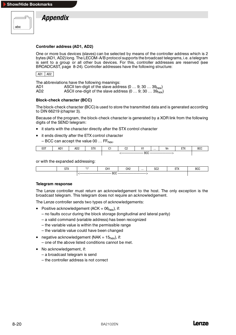 Appendix | Lenze EMF2102IB User Manual | Page 52 / 62