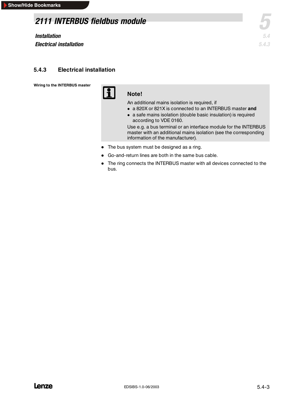 2111 interbus fieldbus module | Lenze EMF2111IB User Manual | Page 11 / 88