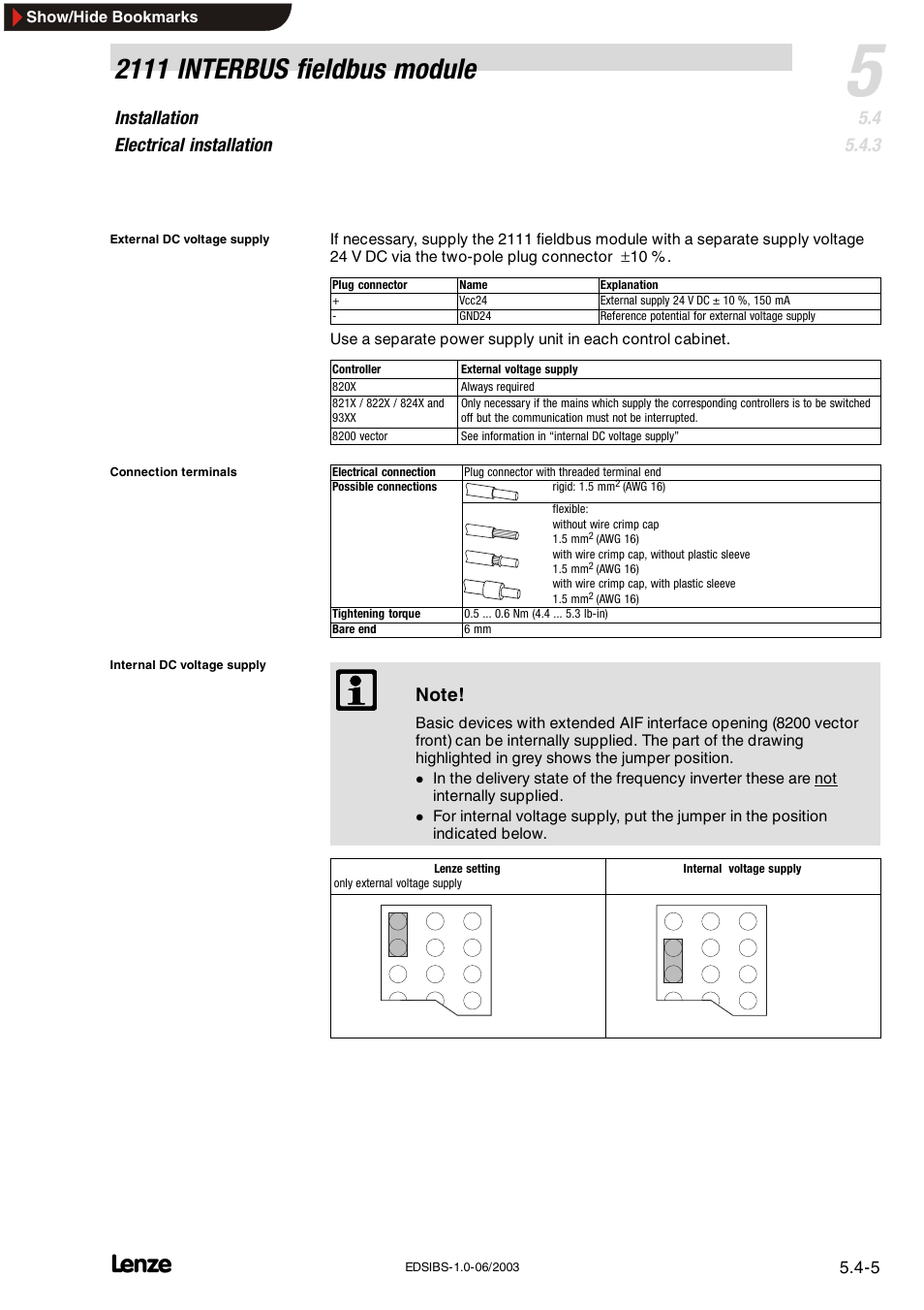 2111 interbus fieldbus module | Lenze EMF2111IB User Manual | Page 13 / 88