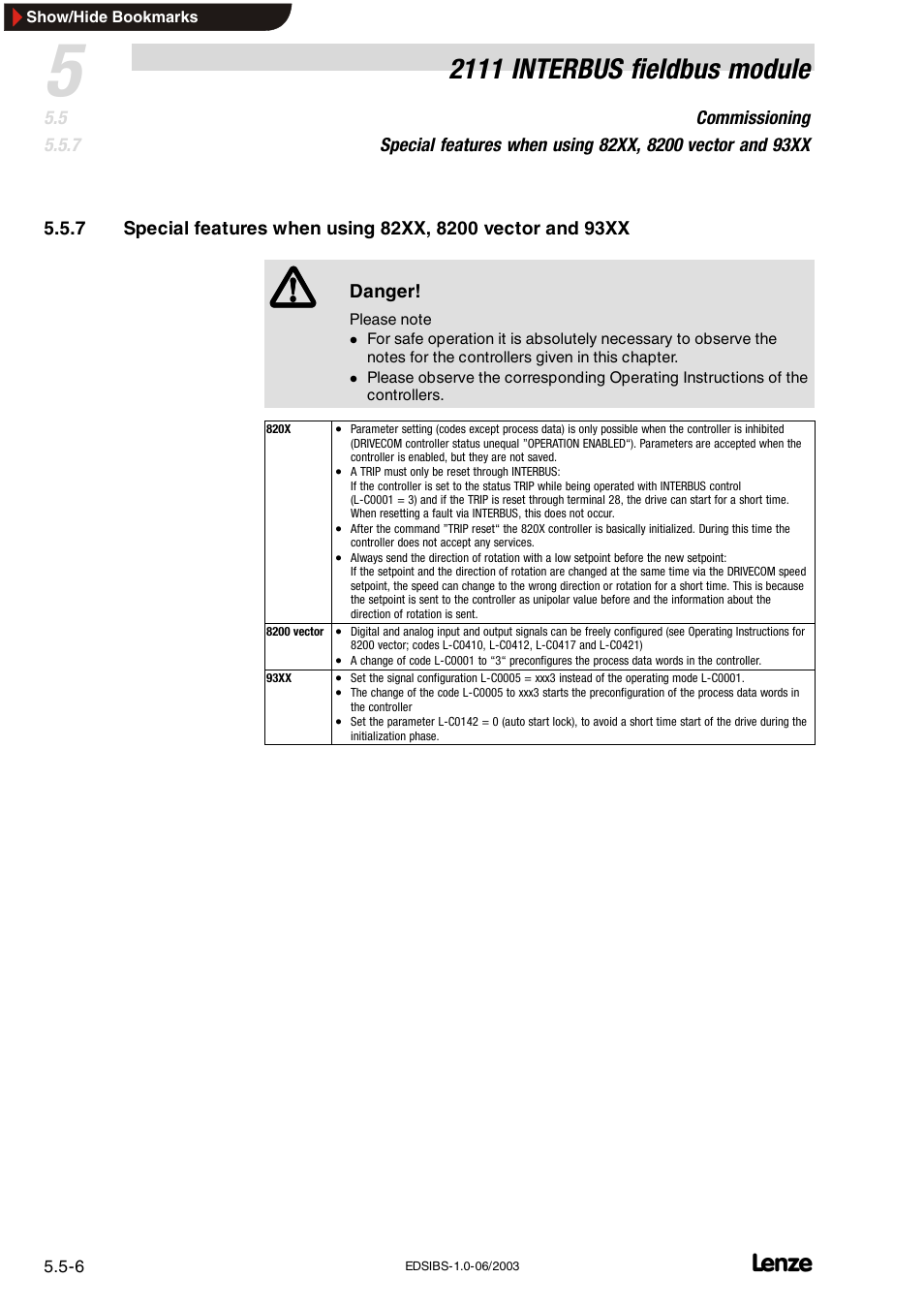 2111 interbus fieldbus module | Lenze EMF2111IB User Manual | Page 22 / 88