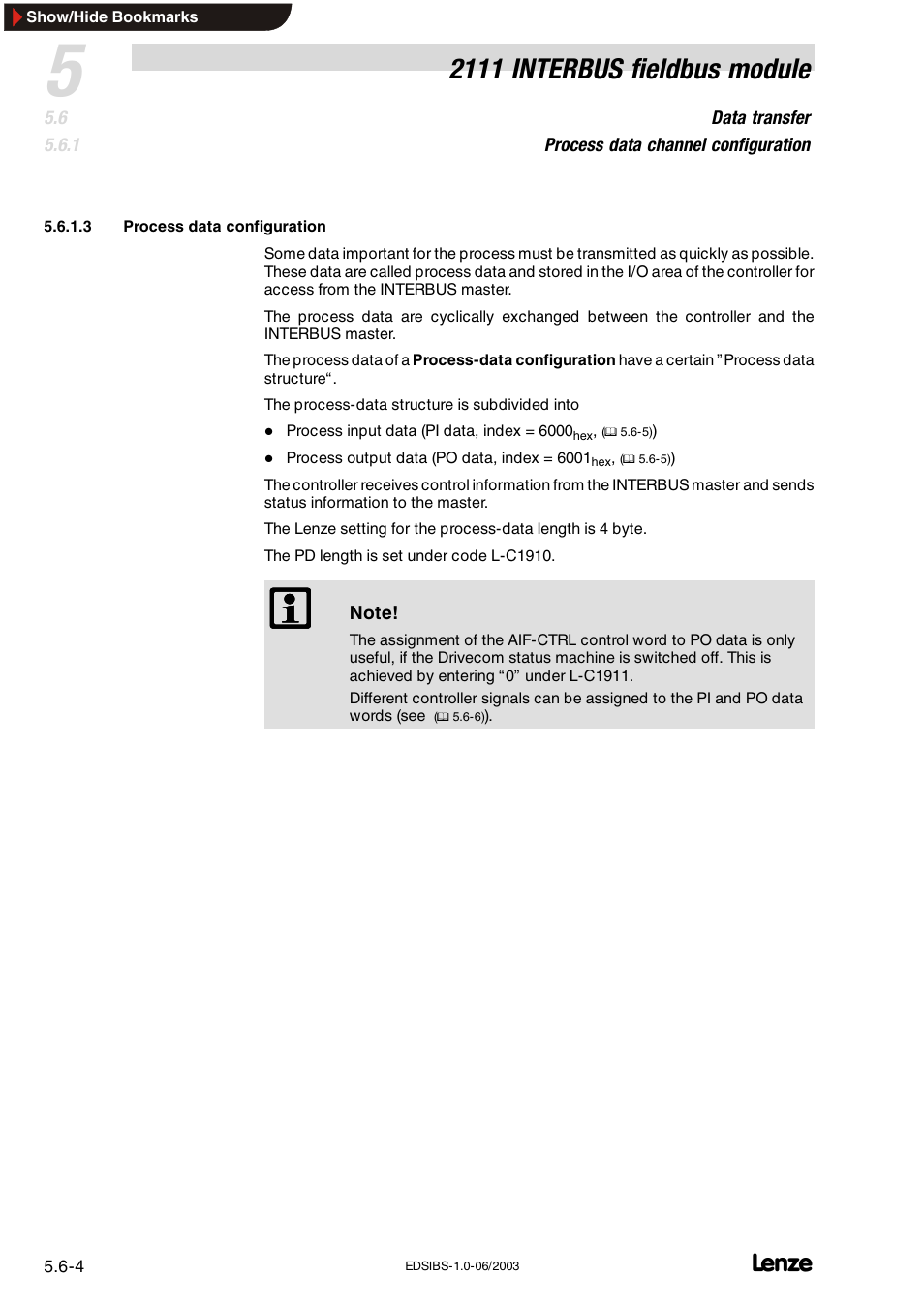 2111 interbus fieldbus module | Lenze EMF2111IB User Manual | Page 26 / 88