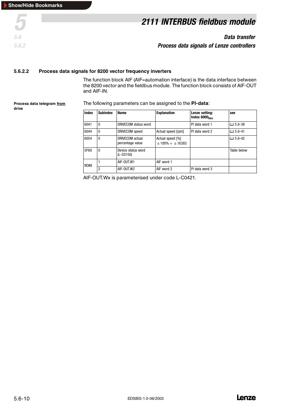 2111 interbus fieldbus module | Lenze EMF2111IB User Manual | Page 32 / 88