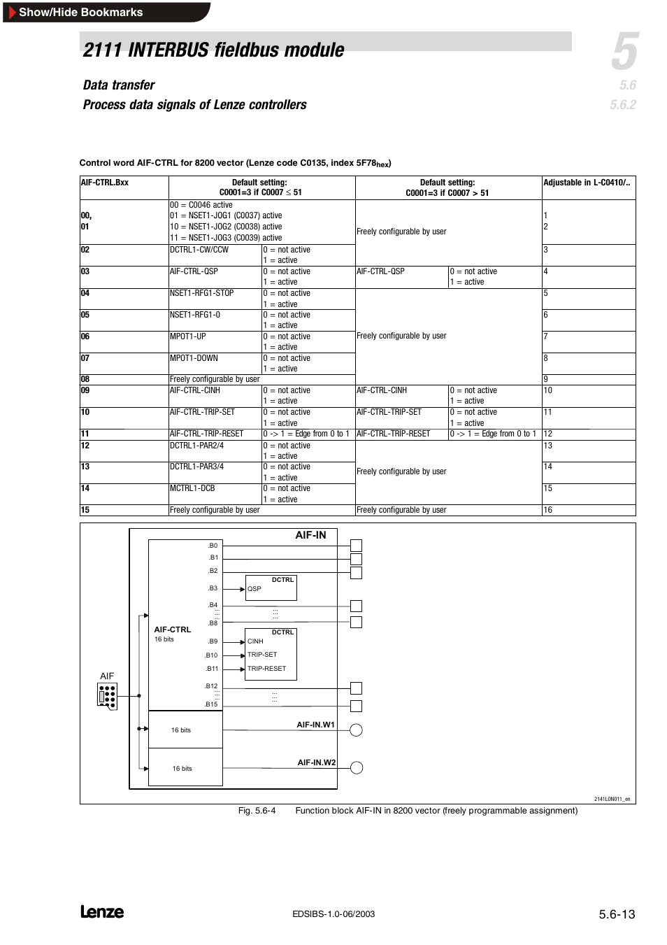 2111 interbus fieldbus module, Show/hide bookmarks | Lenze EMF2111IB User Manual | Page 35 / 88