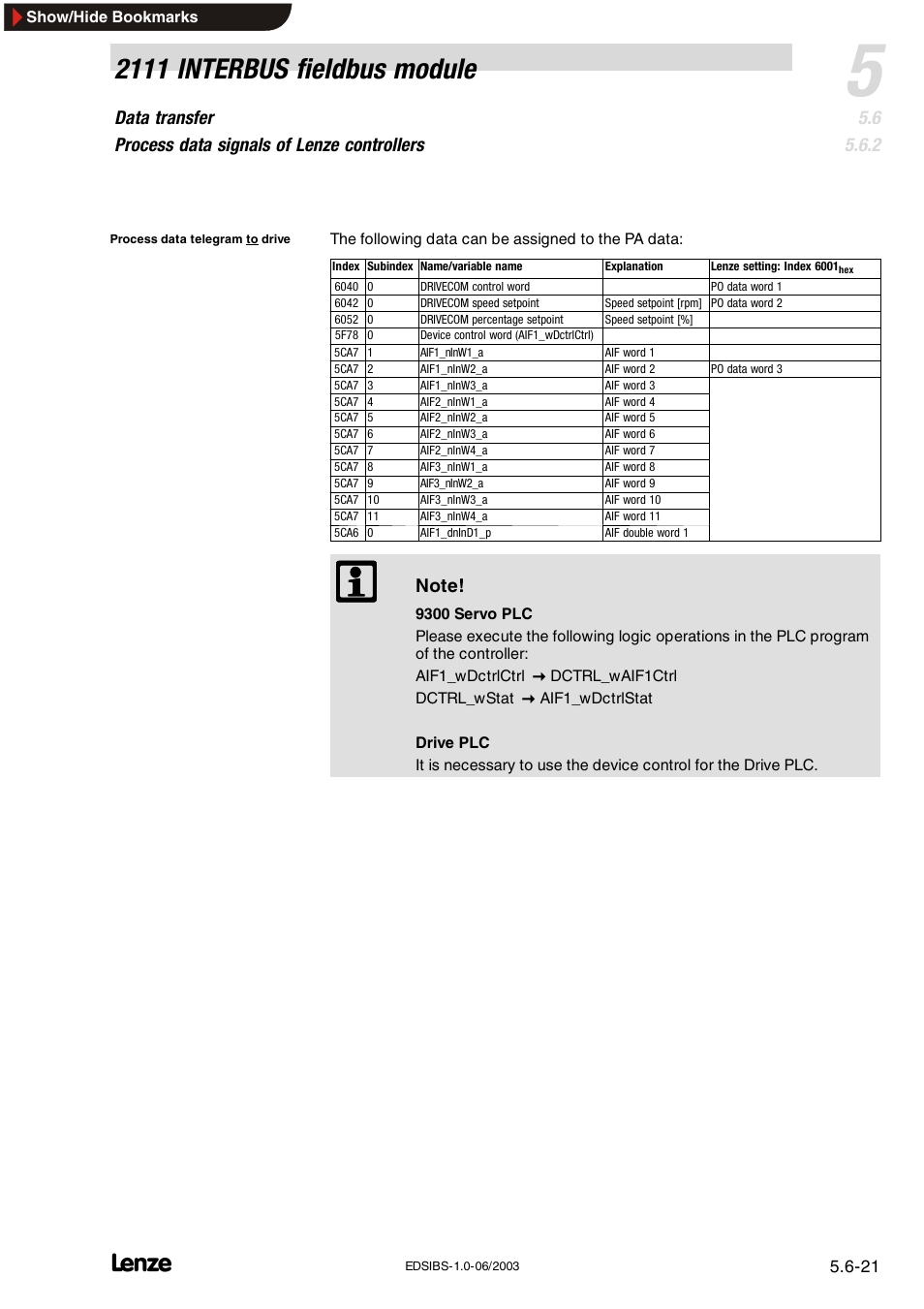 2111 interbus fieldbus module | Lenze EMF2111IB User Manual | Page 43 / 88