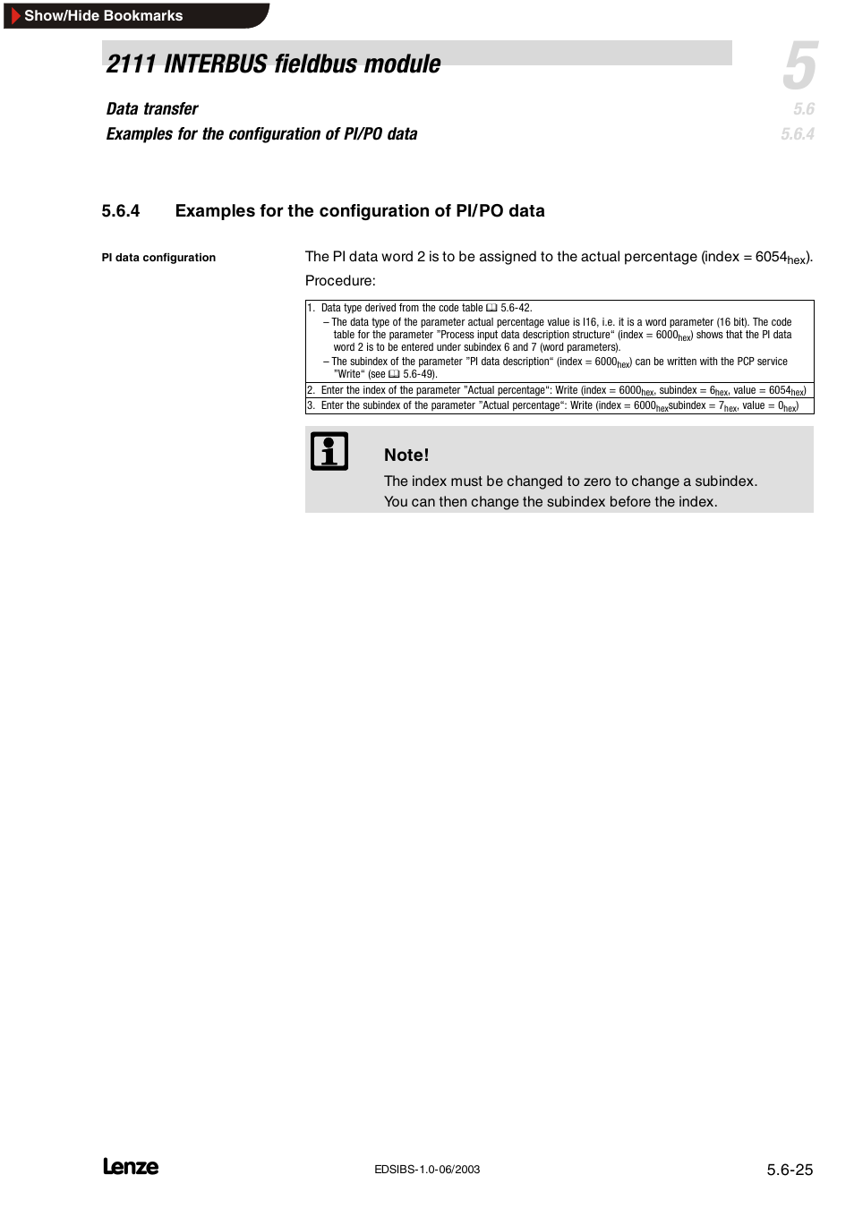 2111 interbus fieldbus module | Lenze EMF2111IB User Manual | Page 47 / 88