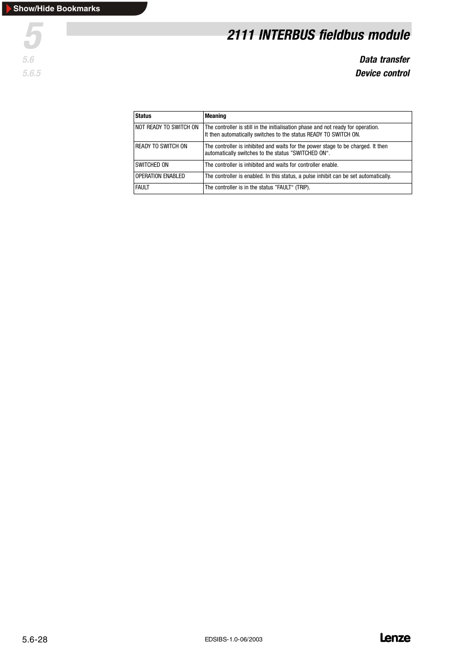 2111 interbus fieldbus module | Lenze EMF2111IB User Manual | Page 50 / 88