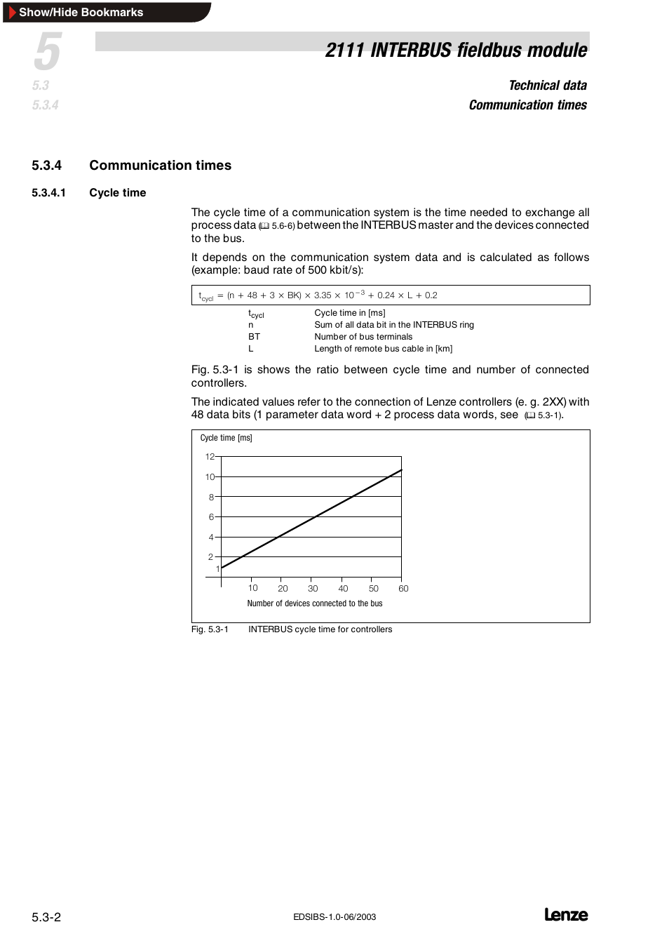 2111 interbus fieldbus module, Technical data communication times, 4 communication times | Lenze EMF2111IB User Manual | Page 6 / 88