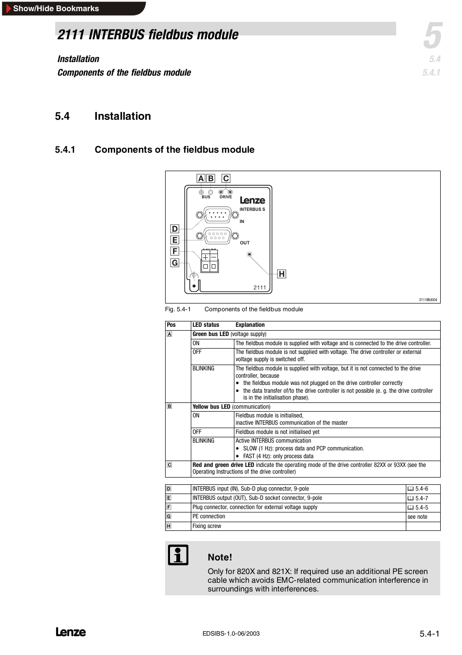 2111 interbus fieldbus module, 4 installation | Lenze EMF2111IB User Manual | Page 9 / 88