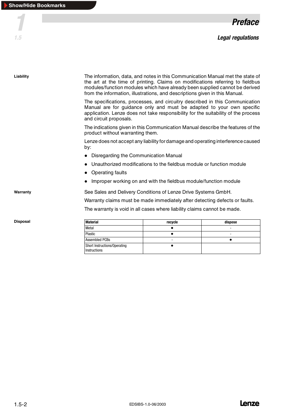 Preface | Lenze EMF2113IB User Manual | Page 10 / 119