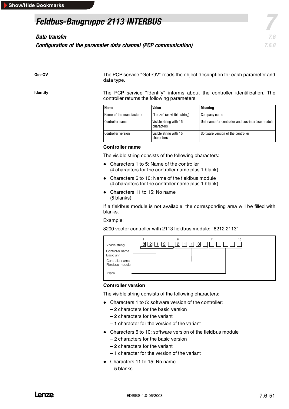 Feldbus-baugruppe 2113 interbus | Lenze EMF2113IB User Manual | Page 102 / 119