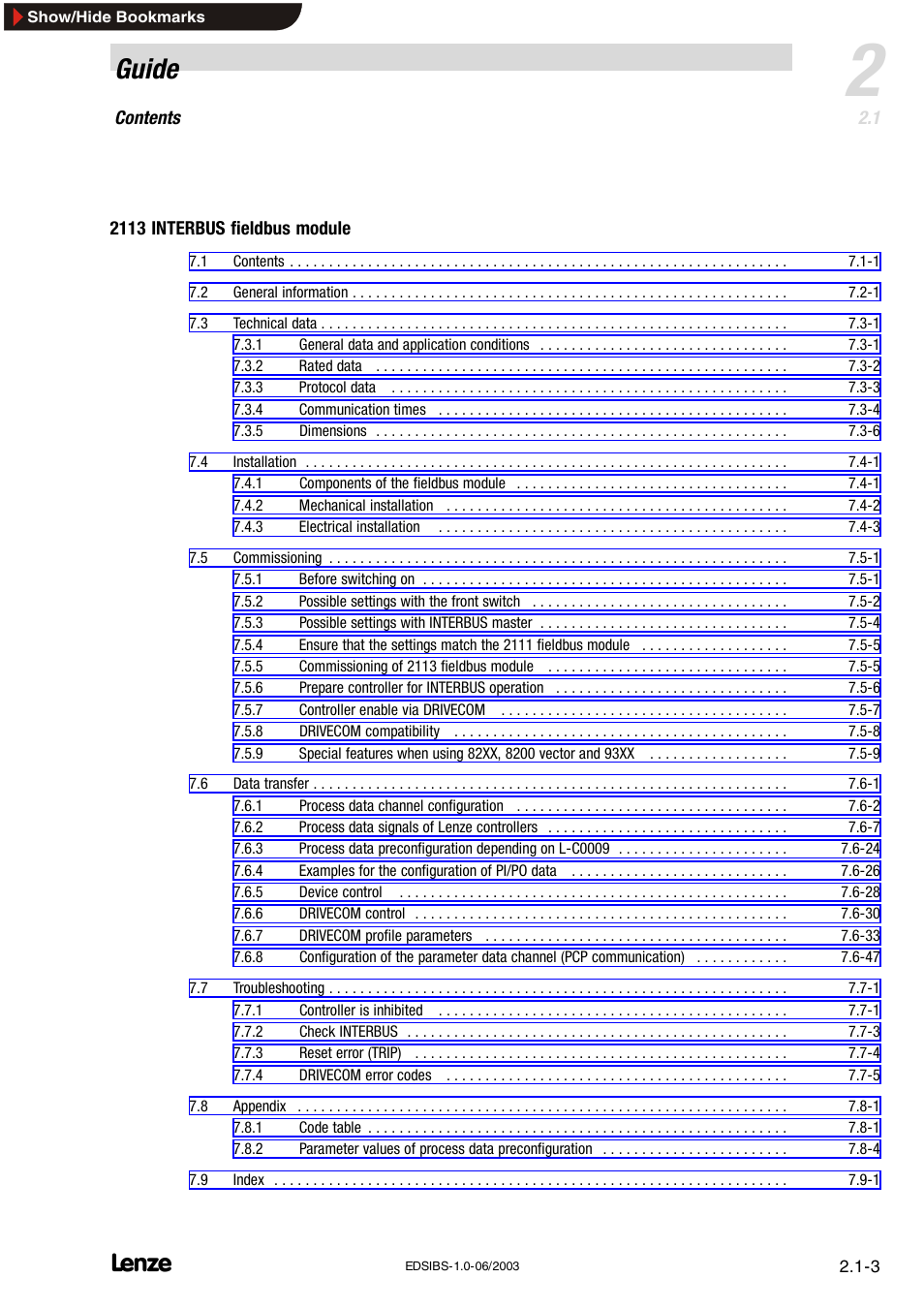 Guide | Lenze EMF2113IB User Manual | Page 12 / 119
