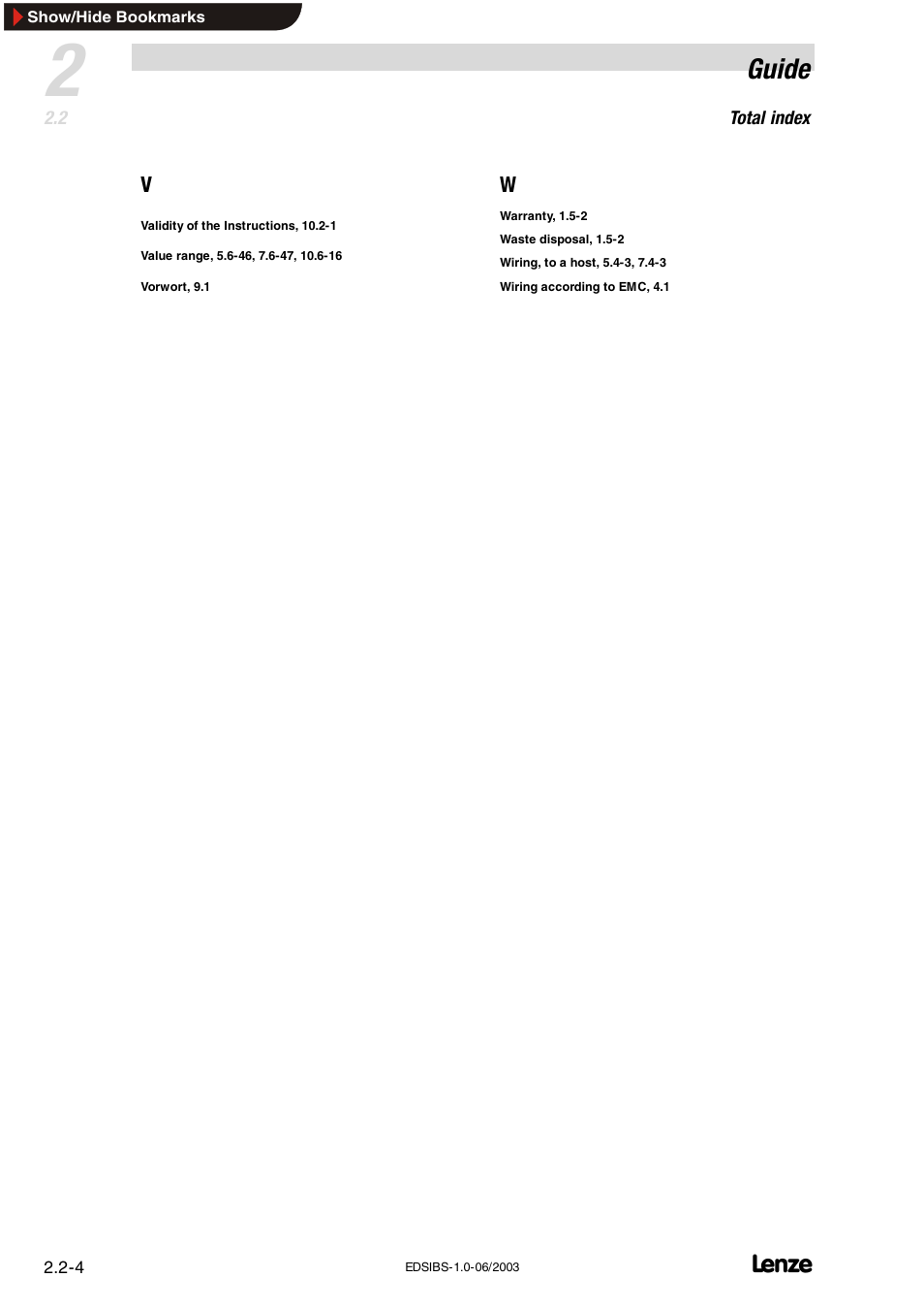 Guide | Lenze EMF2113IB User Manual | Page 16 / 119