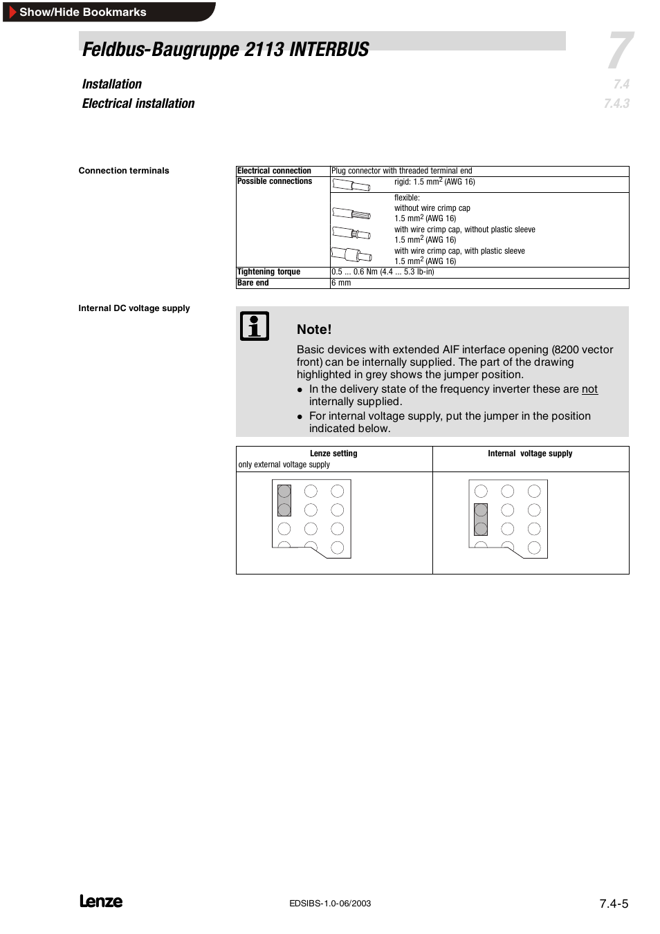 Feldbus-baugruppe 2113 interbus | Lenze EMF2113IB User Manual | Page 40 / 119