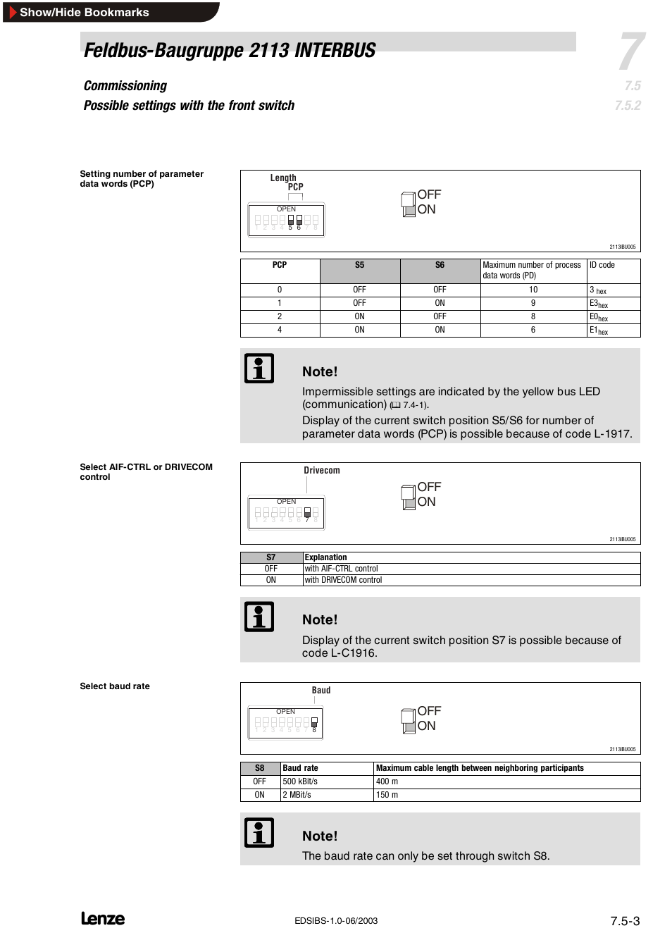 Feldbus-baugruppe 2113 interbus | Lenze EMF2113IB User Manual | Page 45 / 119