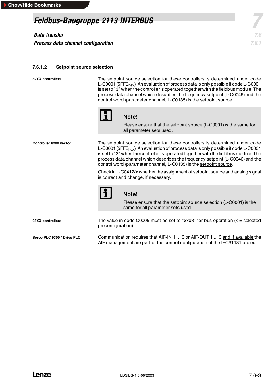 Feldbus-baugruppe 2113 interbus | Lenze EMF2113IB User Manual | Page 54 / 119