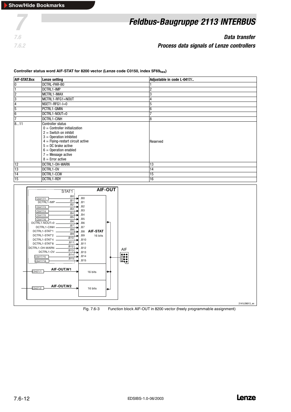 Feldbus-baugruppe 2113 interbus, Show/hide bookmarks | Lenze EMF2113IB User Manual | Page 63 / 119
