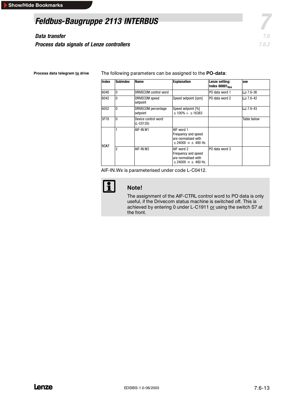 Feldbus-baugruppe 2113 interbus | Lenze EMF2113IB User Manual | Page 64 / 119