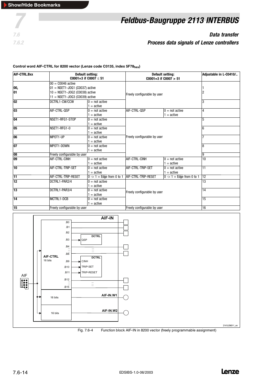 Feldbus-baugruppe 2113 interbus, Show/hide bookmarks | Lenze EMF2113IB User Manual | Page 65 / 119