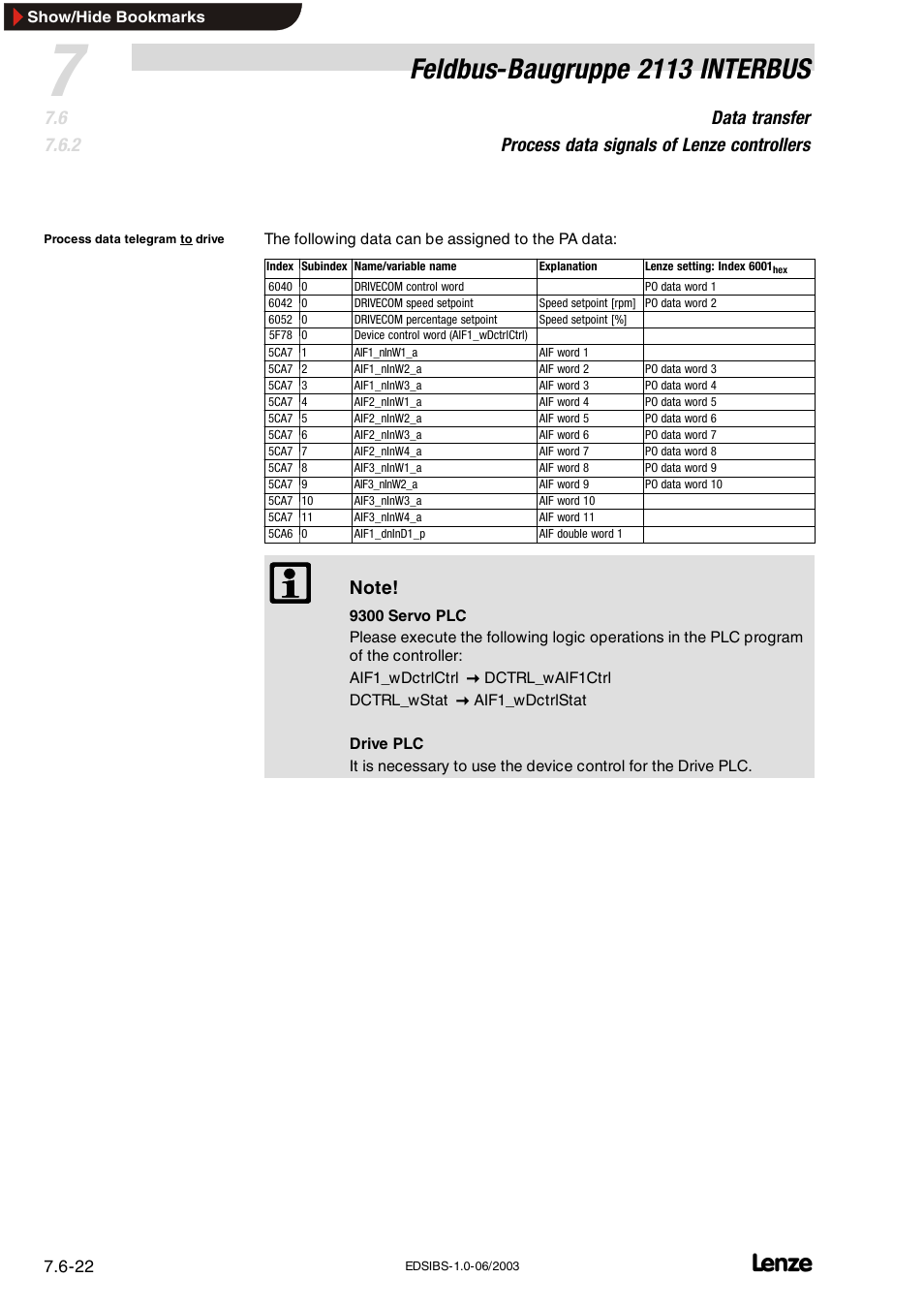 Feldbus-baugruppe 2113 interbus | Lenze EMF2113IB User Manual | Page 73 / 119