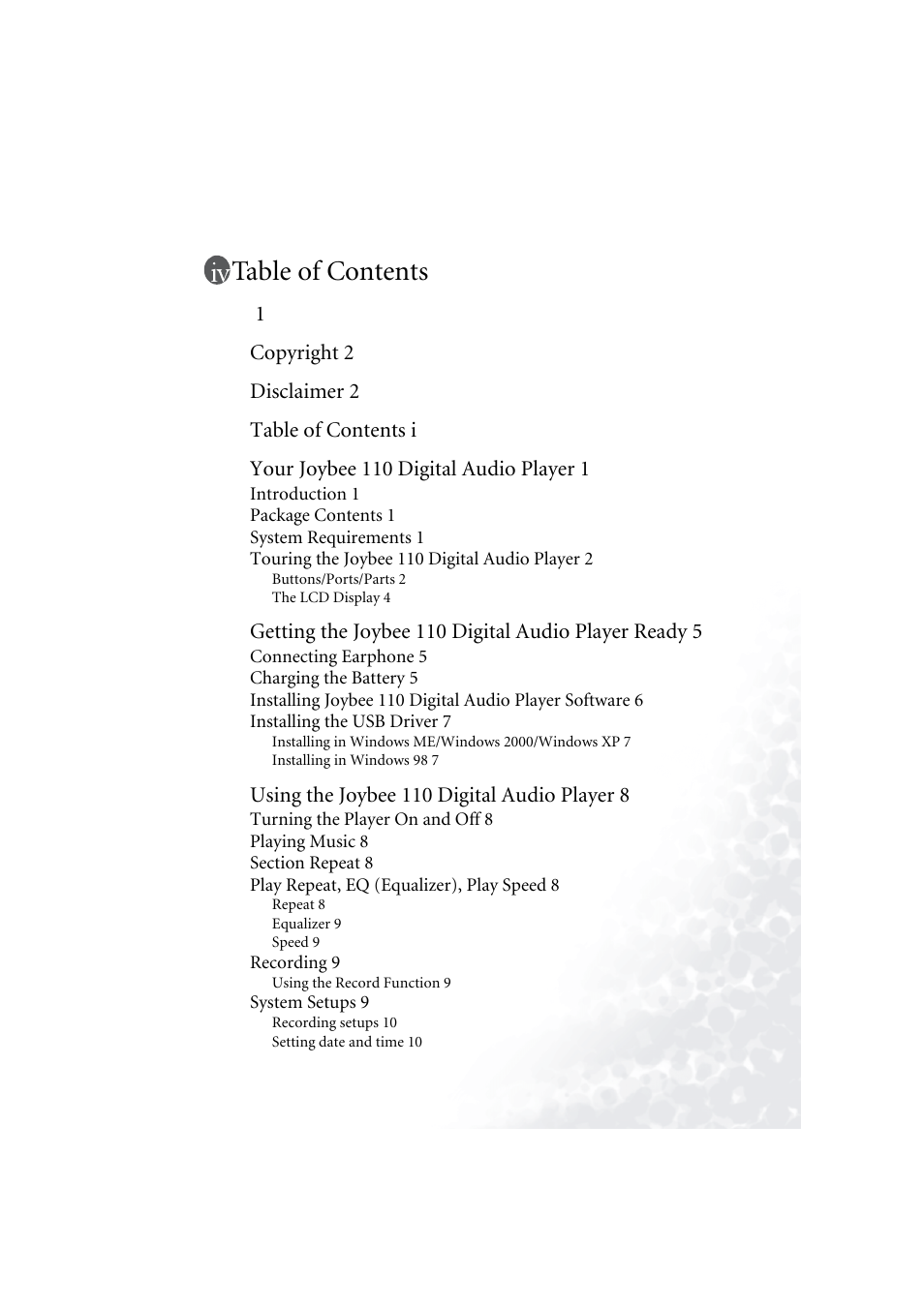 BenQ Joybee 110 User Manual | Page 3 / 27